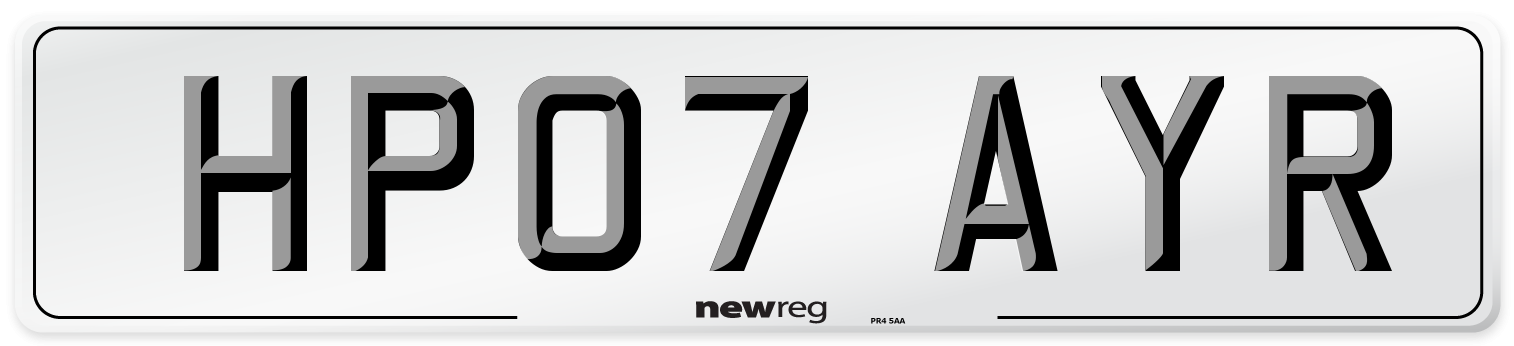 HP07 AYR Number Plate from New Reg